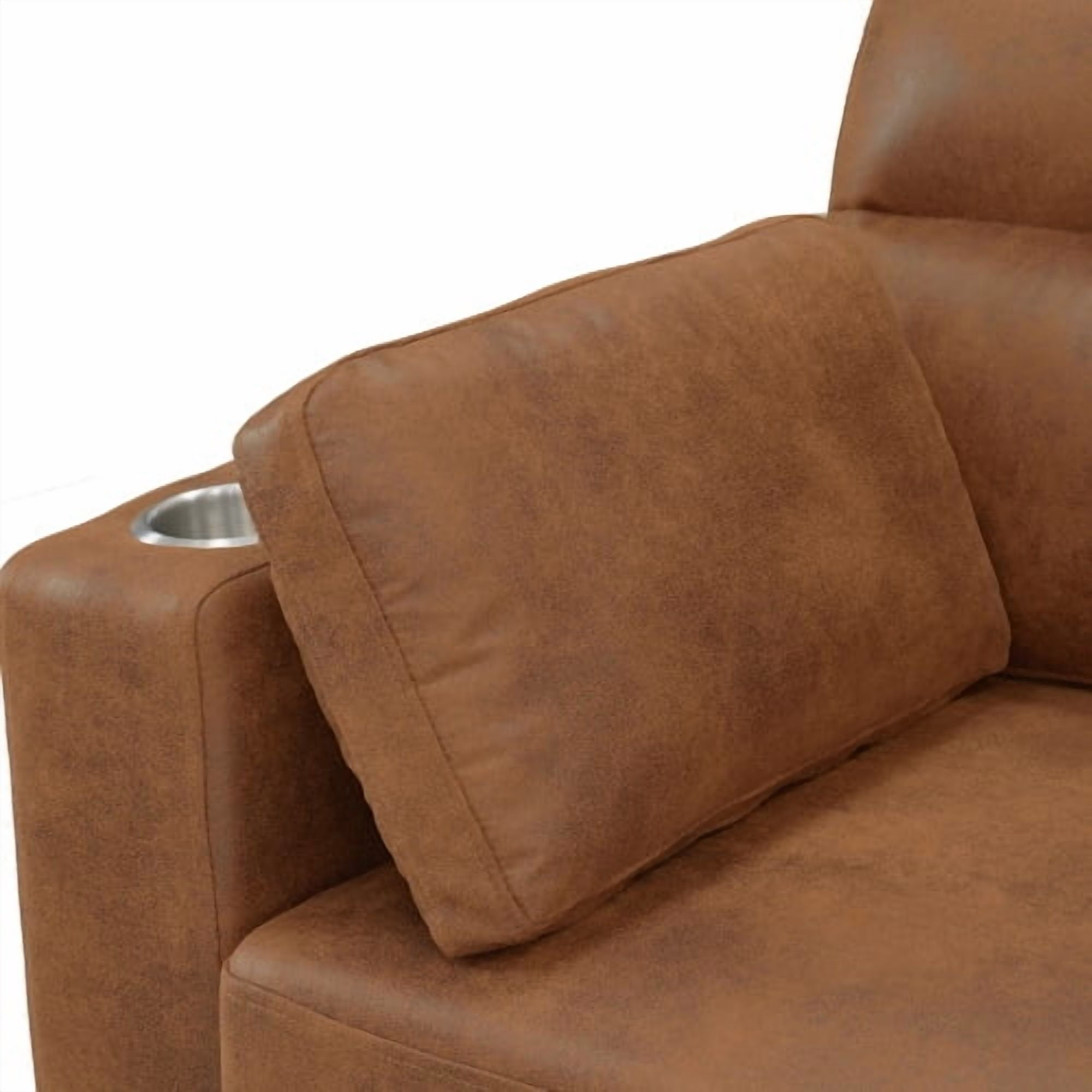 82.5" Convertible L-Shaped Pull-Out Sectional Sofa Bed with Storage Chaise, Cup Holders, and 2 Pillows, Modern Foil Fabric Sleeper Sofa for Living Room, Apartment, Light Brown