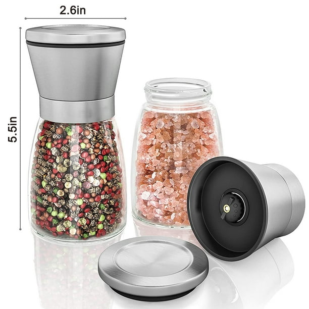 Trudeau Stainless Steel/Glass Salt & Pepper Grinder Mill Set, Pre-Filled,  8-in, 2-pc