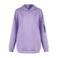 thumbnail image 4 of Lenpel Girls' Oversized Hoodies Casual Long Sleeve Hooded Tunic Sweatshirts Pullover Sweatshirt Tops with Pockets for Kids(Purple,14-15 Years), 4 of 6