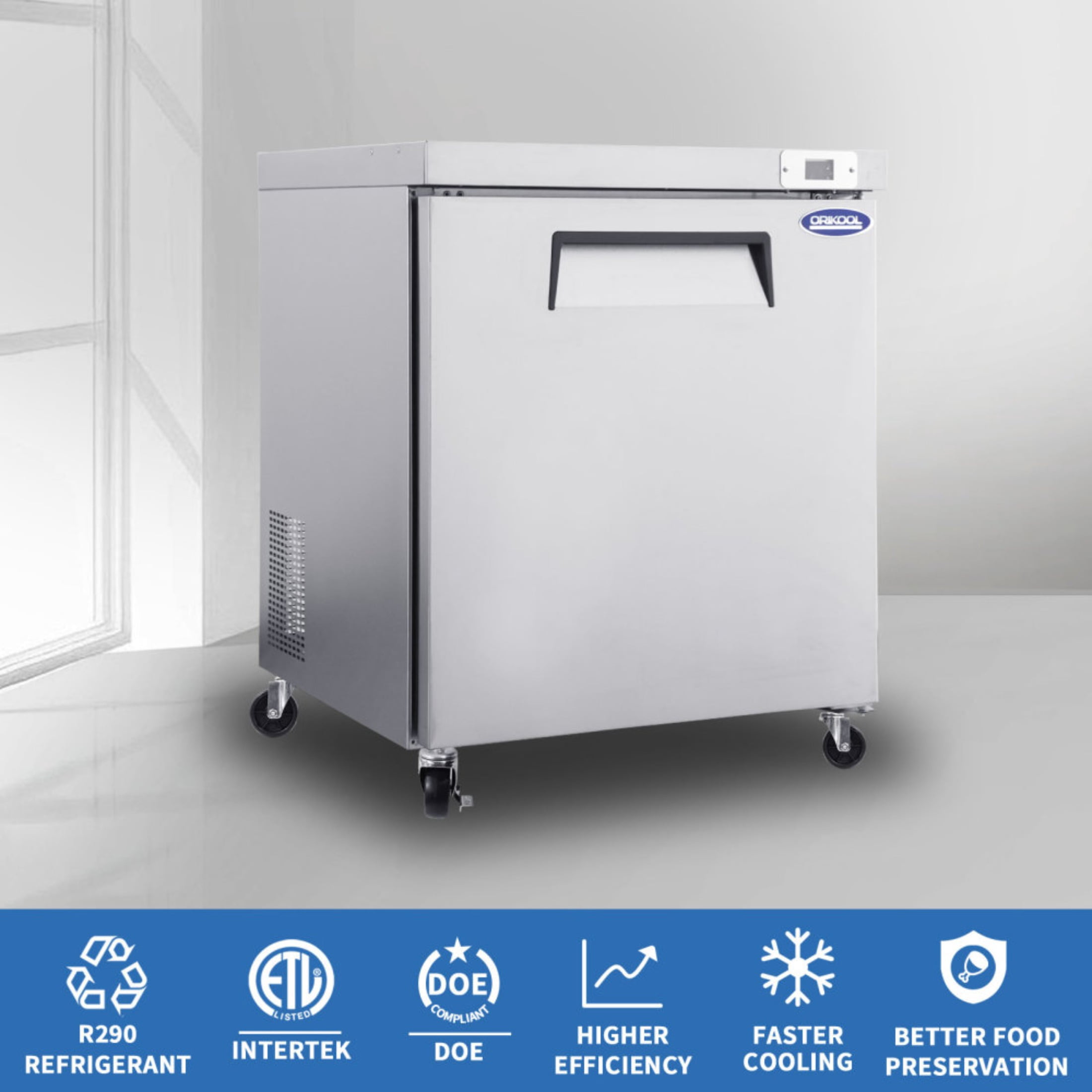 29" Commercial Under Counter Freezer 1 Door 8 Cu.ft Undercounter Work Top Freezers ETL Approved(LTL carry)