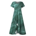 thumbnail image 4 of QJUHUNG Robe Midi Formelle pour Femmes Soirée Été Col en V Manches Courtes T-Shirt Soirée Invité de Mariage Style Asymétrique B-8 Cocktail Gris_i L, 4 of 5
