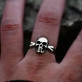 thumbnail image 2 of HOOUN Simple Gothic Skull Ring 316L Stainless Steel Men's Skull Bone Biker Punk Ring-9, 2 of 3