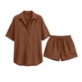 thumbnail image 4 of Linen Sets For Women 2 Piece Vacation Outfits For Women Short Sets Women 2 Piece Outfits Plus Size Two Piece Short Set Matching Set Summer Women Sets 2 Piece Outfits Women Linen Shorts Set, 4 of 5