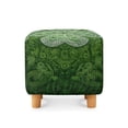 thumbnail image 2 of SCRAWLGOD St. Patrick's Day Four Leaf Clover Print White Green Footstool Slipcover, Washable Ottoman Sofa Decoration Stretch Square Furniture Protection for Footrest Sofa, 2 of 7