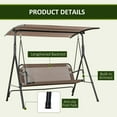 thumbnail image 5 of GVN Outdoor Porch Swings,Hanging Porch Swings,2-Seater Patio Swing Chair, Outdoor Adjustable Canopy Porch Swing with Armrests, Texeline Fabric and Steel Frame, Brown, 5 of 11