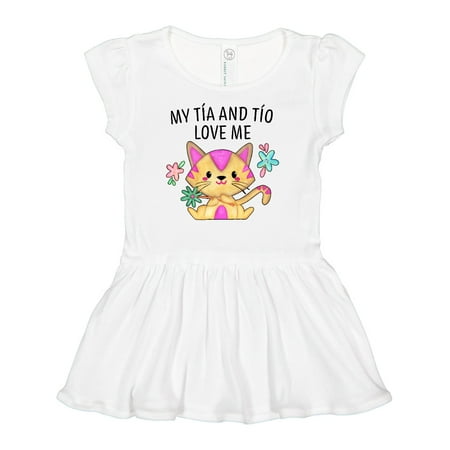 

Inktastic My Tía and Tío Love Me with Cute Kitten and Flowers Girls Baby Dress