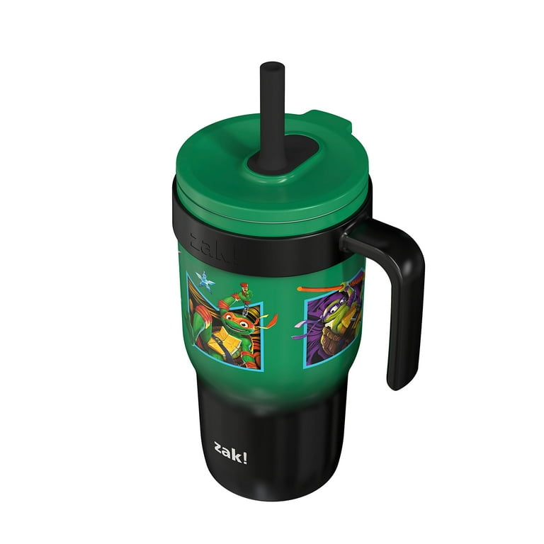 Zak Designs 18oz TMNT Kids Straw Handle Tumbler, Stainless Steel