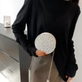 thumbnail image 3 of Bolso redondo con diseño de telaraña para niñas en bolsos de moda negros con correa de cadena de metal (blanco), 3 of 8