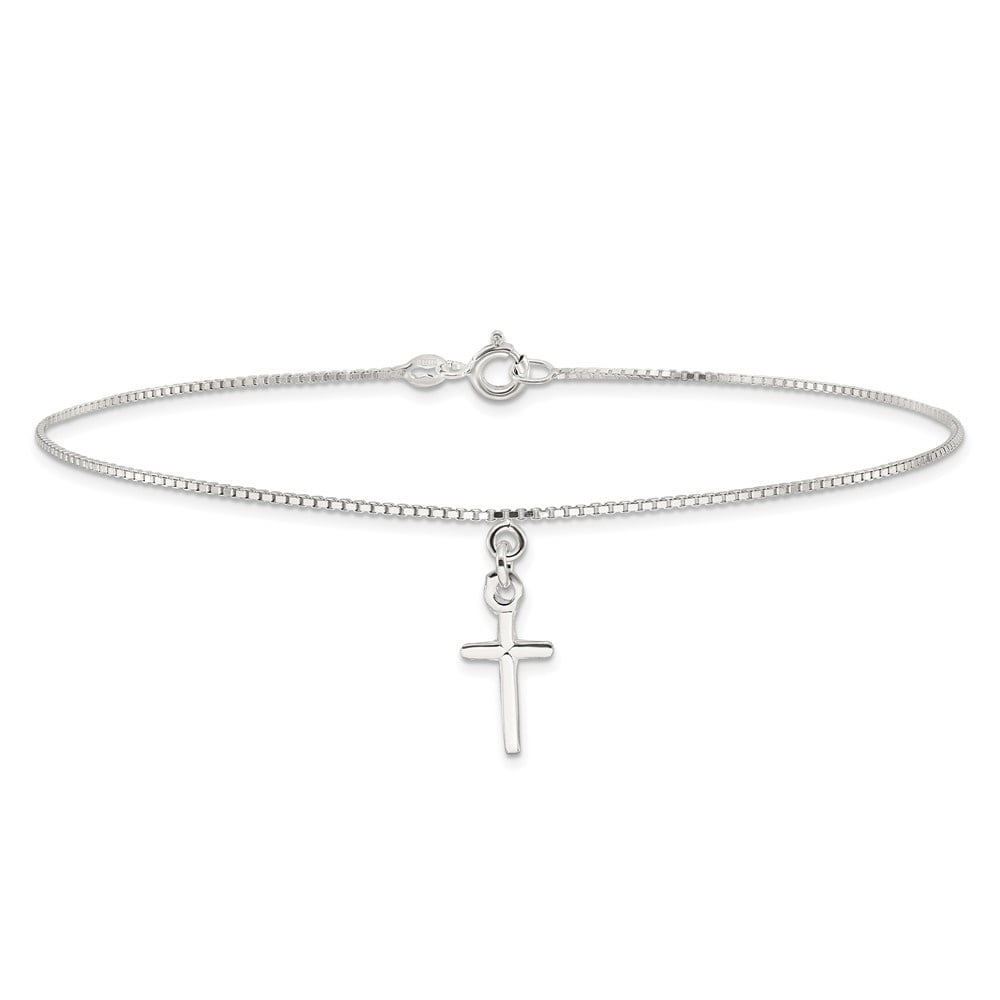 Auriga 925 Sterling Silver Cross Anklet 9inch for Women
