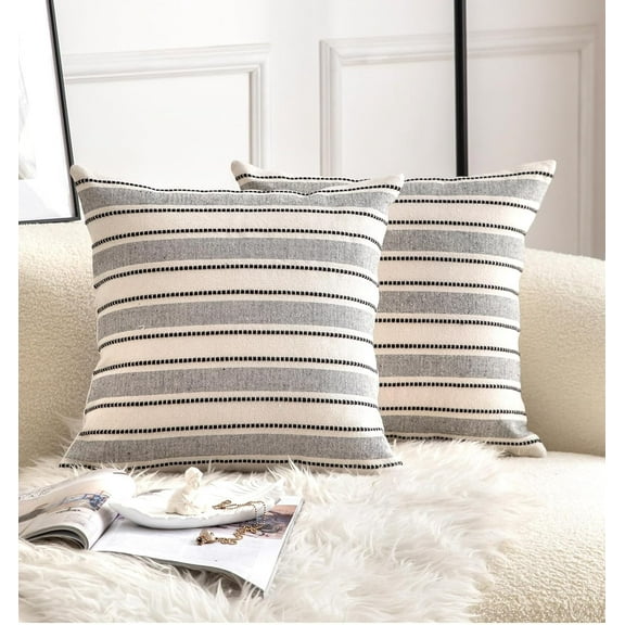 Christmas Pillow Covers, Boho Textured Pillow Case, Pillow Covers 18 x 18 Inch Set of 2 Christmas Decorative, Chair Sofa Bedroom Living Room Home Holiday Decor Cushion Case