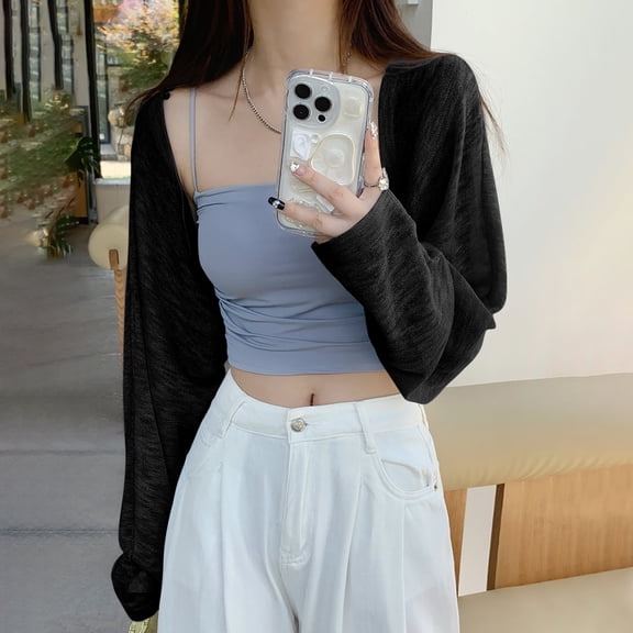 Delayuji Women's Cardigan Sweater Open Front Lightweight Knit V Neck Versatile Cardigan Coat