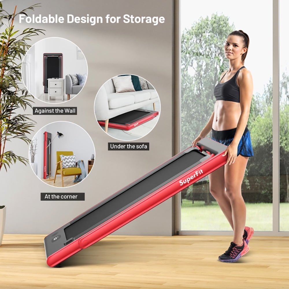 Yardi Yard 2-in-1 Electric Motorized Health and Fitness Folding Treadmill with Dual Display and Speaker-Red, Treadmill for Walking & Running