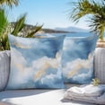 thumbnail image 4 of Abstract Marble Texture Outdoor Pillow Covers Pack of 2 Golden Blue Gradient Waterproof Throw Pillow Covers Decorative Cushion Cases for Patio Garden Tent Balcony Couch 24x24 inch, 4 of 8