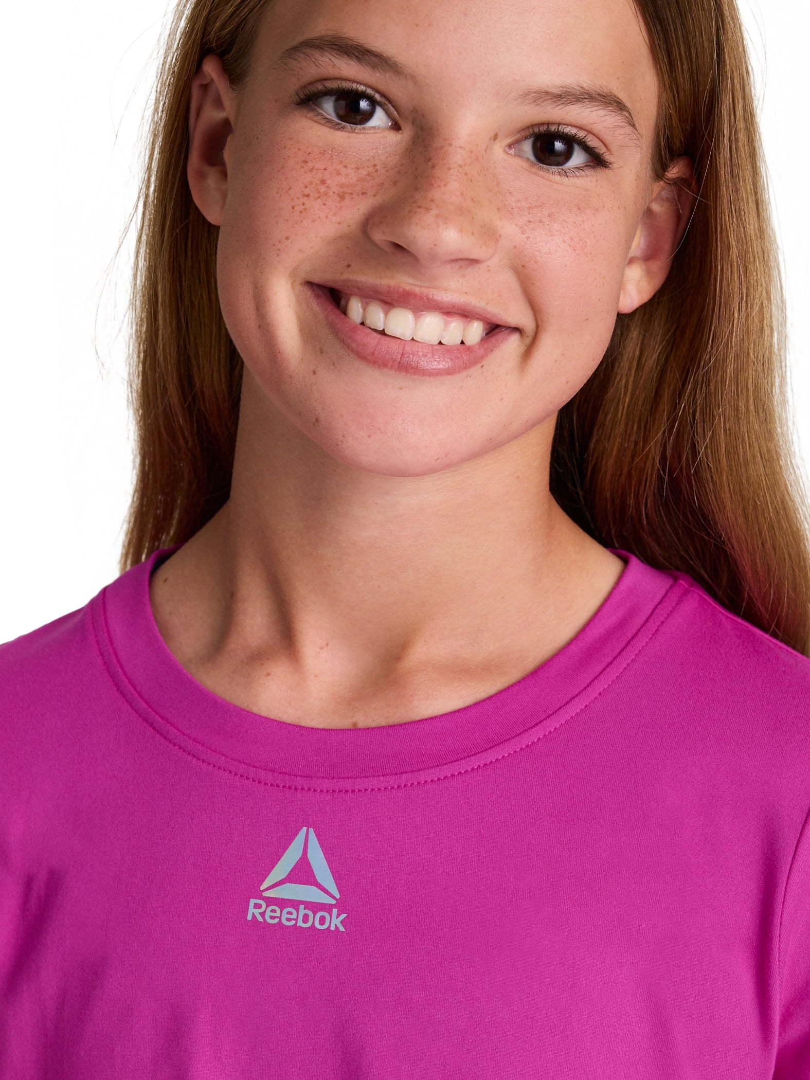 Reebok Girl's Legacy Short Sleeve Ruched Performance Top, Sizes 4-18