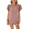 thumbnail image 4 of Lucakuins Blusa de manga corta de verano para mujer, cuello en V recortado Color sólido Casual Party Street Summer Shirt Tops Lucakuins moda, 4 of 7