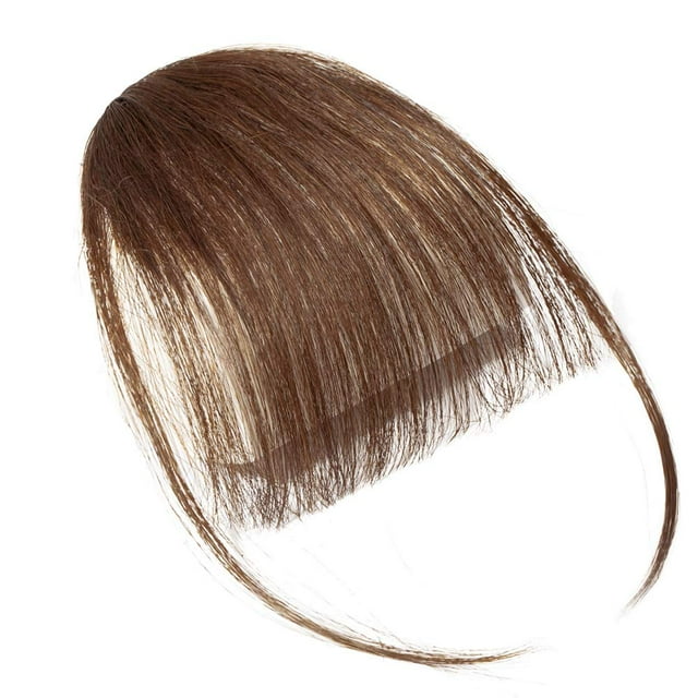 Clip in Bangs 100% Remy Human Hair Fringe One Piece Hair Piece Extension Extension Temple Bang Natural Smooth Medium Brown # 4