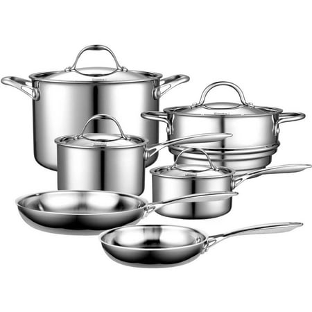 Multi Compact Cookset - Cooks Standard 10-Piece Cookware Set Multi-Ply Clad Stainless-Steel