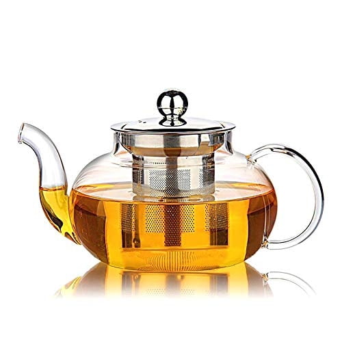 Tetera de vidrio Hiware con infusor y tapa de acero inoxidable tetera de vidrio borosilicatado apta para estufa