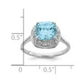 thumbnail image 2 of 925 Sterling Silver Rhodium Plated Diamond and Light Swiss Blue Topaz Ring Size 8 2mm Wide Ring for Women, 2 of 2