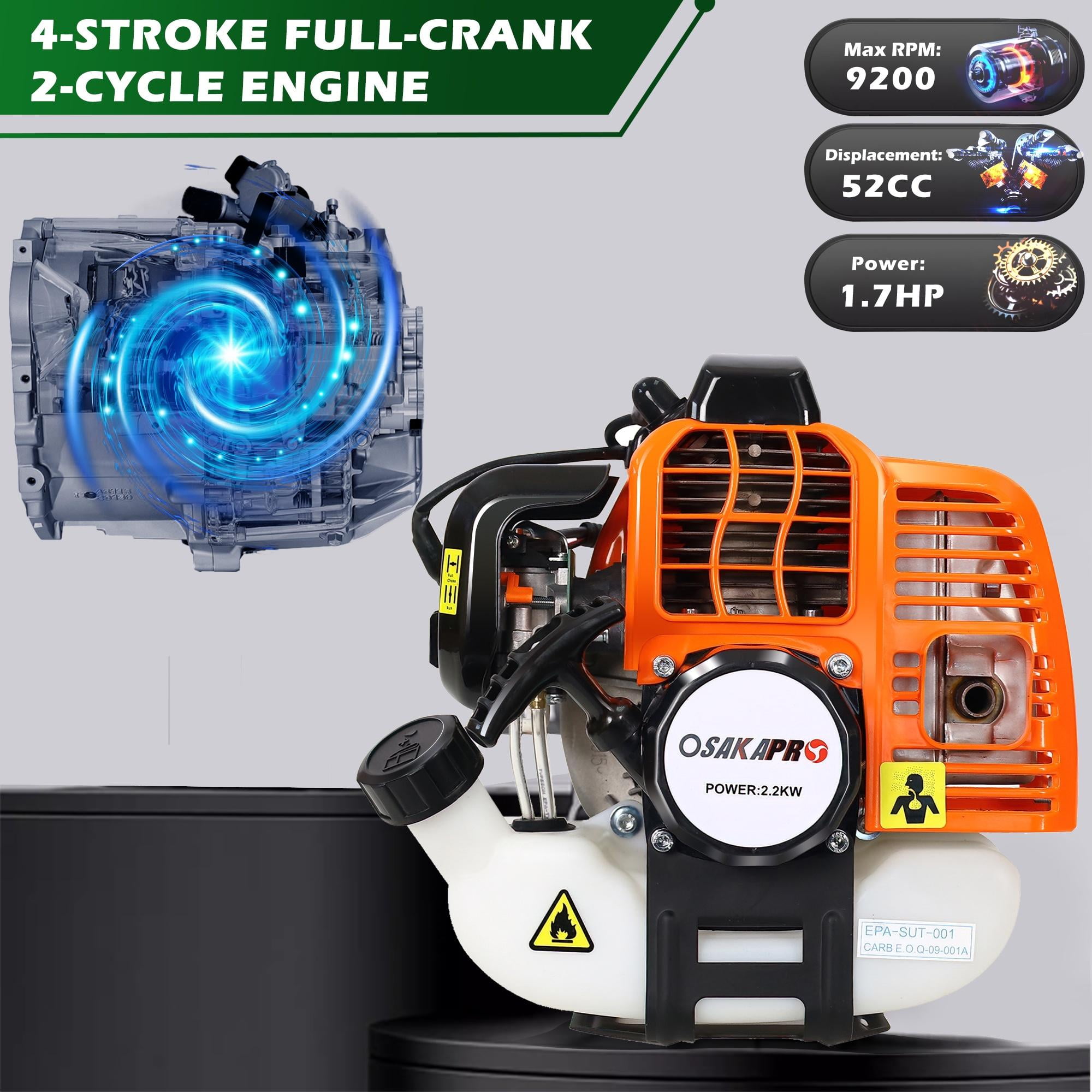 Seizeen Weed Wacker Gas Powered, 52cc Powerful Weed Eater Cordless, 18" String Trimmer with 10" Brush Cutter, Full-Crank 2-cycle Engine, Double Handle, Shoulder Strap