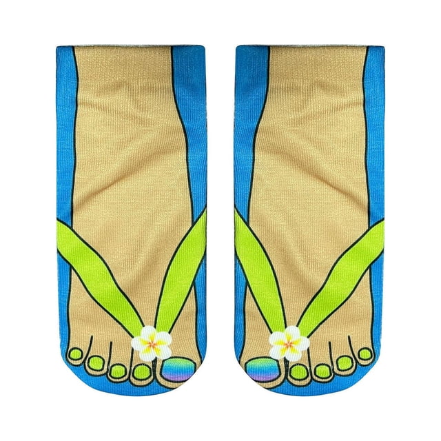 Socks 3D Pattern Manicure Print Socks Flip Flop Funny Hidden Running Socks Women Personalized Low Cut Ankle Sports Socks