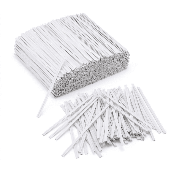 1000pcs White Kraft Paper Twist Ties, Ideal for Party Favors & Gift Packaging