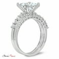 thumbnail image 5 of 2.66 ct Princess Cut Real Genuine Natural Diamond VS1-VS2 I-J 18K White Gold Engagement Wedding Bridal Set Designer Ring bW/ Set size 6.5, 5 of 7