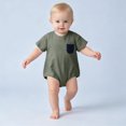 thumbnail image 6 of Fesfesfes Baby Toddler Boys Girls Short Sleeve Cotton Blend Bodysuit Romper, Solid Color Crewneck Summer Outfit for Daily Play Wear Kids Aged 0-18 Months Old., 6 of 6