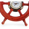 thumbnail image 6 of Nagina International Premium Pine Wood Deluxe Hand Crafted Pirate's Ship Wheel Porthole Time Tide Clock - Captain Maritime Beach Home Decor Gift (16 Inches), 6 of 6