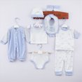 thumbnail image 2 of NOLDARES Newborn Layette Gift Set 8Piece Baby Boy Girl Clothes Bodysuits, Pants Essentials and Accessories Outfits(A090-Blue), 2 of 7