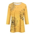 thumbnail image 5 of Knosfe Womens Tops 3/4 Sleeve Summer Sunflower Slim Cute Tops Crewneck Slim Fit Half Sleeve Tshirts Shirts Spring Blouse Orange 3XL, 5 of 5