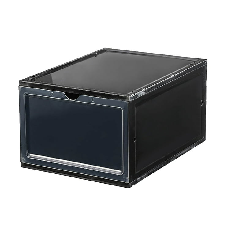 Plastic Shoe Box, 4/8/12x Stackable Black/ Clear Shoe Storage Box