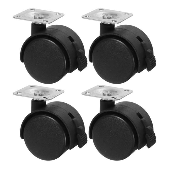 OFFIGAM 4-Pack Black Swivel Caster Wheels with Brake, Metal and Plastic for Office Chairs, Furniture Replacement