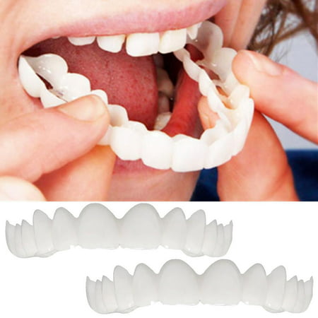 2PC Temporary Smile Comfort Fit Cosmetic Teeth Denture Teeth Top Cosmetic (Best Temporary Fake Teeth)