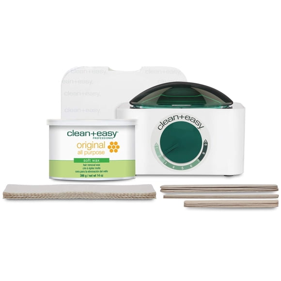 Mini kit de cera para ollas Clean + Easy con calentador de lujo Fórmula original Tiras de muselina de cera Accesorios para depilación (120 V)