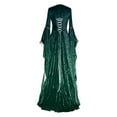 thumbnail image 3 of Levmjia Womens Dresses Vintage Medieval Velvet Flared Sleeves Long Sleeve Party Costume Elegant Court Style Lace Up Corset Dress With Festival Halloween, 3 of 5