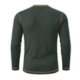 thumbnail image 5 of SAWOBUUN Mens Long Sleeve Ribbed Henley Shirt Slim Fit Color Block Knit Pullover Top Casual Stretch Thermal Undershirt for Fall Winter, 5 of 6
