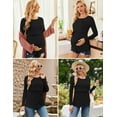 thumbnail image 2 of Ekouaer Women 3 Packs Nursing Shirts Long Sleeve Maternity Tops Double Layer Breastfeeding Tees Round Neck Pregnancy Blouse Light Grey+Black+Army Green, 2 of 6