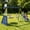 Blue+Yellow, variant on 5-in-1 Metal Swing Set for Backyard, Kids Outdoor Playground Playset with Slide, Saucer & Single Belt Swings, Basketball Hoop + Soccer Goal, Heavy Duty A-Frame for Ages 3–10