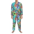 thumbnail image 3 of Balery Cartoon Map Of Europe Pijama para Hombre de Dos Piezas con Manga Larga, Conjunto de Dormir y Descanso Suave con Bolsillos-XX-Large, 3 of 7
