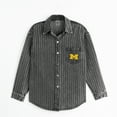 thumbnail image 4 of Women's Gameday Couture Black Michigan Wolverines Oversized Style's the Limit Micro-Rhinestone Stripe Washed Denim, 4 of 6