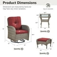 thumbnail image 3 of Opohoro 5-Piece Outdoor Conversation Set with Swivel Rocking Chairs, Ottomans & Side Tables, Gray/Red, 3 of 13