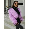 thumbnail image 4 of Eilly Bazar Women's Cropped Faux Fur Jacket Coat Parka Shaggy Fur Coat Long Sleeve Winter Outerwear Fluffy Jackets Purple  S, 4 of 5