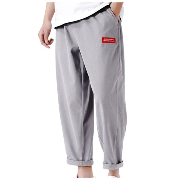 HBFAGFB Mens Pants Casual Fitness Sports Pants with Pocket Lightweight Breathable Trouser Grey Size M