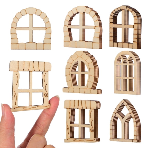 OFFIGAM 25pcs Miniature Wooden Door and Window Set Unfinished Door and Window Set DIY Craft for Garden Patio and Balcony Decoration