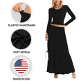 thumbnail image 6 of Sweet Hearts 2 Piece Sets for Women- Casual Modal Solid Maxi Skirt Long Sleeve Crop Tops Womens 2 Piece Outfits Fall Made in USA (Black, Large), 6 of 7