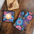 thumbnail image 5 of Colorful Floral Pattern Kitchen Oven Mitt and Pot Holder Sets 2 Pcs for Baking, Cooking and Grilling, Heat Resistant Up To 392 °F, 5 of 7