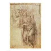 Posterazzi  Inv.1895-9-15-516.Recto W.72 Study for The Annunciation Poster Print by Michelangelo Buonarroti - 18 x 24 in.