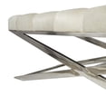 thumbnail image 6 of DecMode Leather Upholstered Tufted Bench with Silver Diagonal Base, Gray, 6 of 11