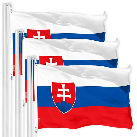 G128 3 Pack: Slovakia Slovakian Flag | 3x5 Ft | LiteWeave Pro Series Printed 150D Polyester | Country Flag, Indoor/Outdoor, Vibrant Colors, Brass Grommets, Thicker and More Durable Than 100D 75D Poly
